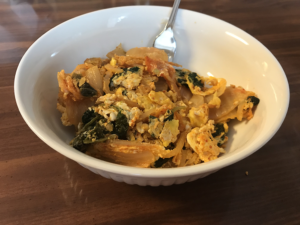 Fried kimchi with spaghetti squash