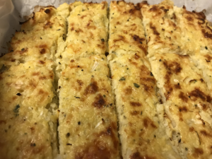 Keto cheesy cauliflower breadsticks/mozzarella sticks